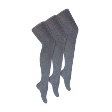 (11-12 Years, Grey) Sock Snob - 3 Pack Girls Plain Soft Breathable Cotton School Tights