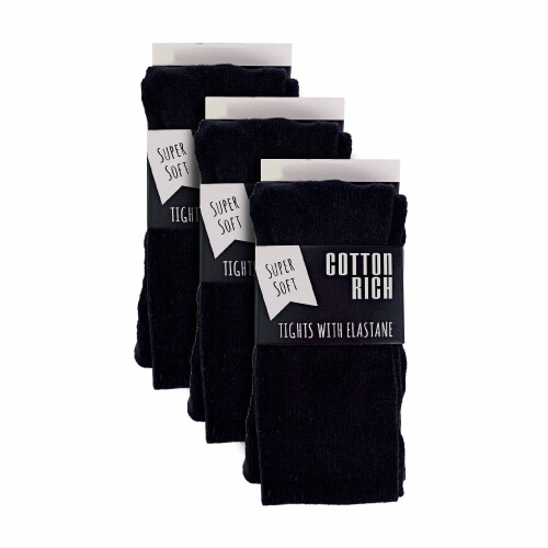 Sock Snob - 3er Pack Mädchen Baumwolle Blickdichte Strumpfhose für Schule | Sock Snob 1