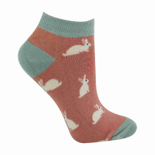 (04-Jul, Kaninchen (Rosa)) Miss Sparrow - Damen Sneaker Bambus Socken Kurz | Gepolstert & Lustig | Miss Sparrow