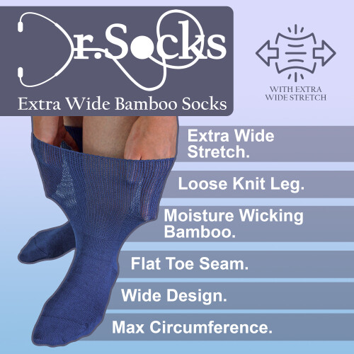 (9-11, Black) Dr.Socks - 1 Pack Extra Wide Bamboo Oedema Socks 2