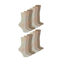 (04-Aug, Beige) IOMI - 12 Paar Damen Extra Breit Diabetikersocken Ohne Gummibund und Nahtlos | IOMI