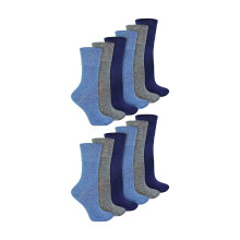 (04-Aug, Blau) IOMI - 12 Paar Damen Extra Breit Diabetikersocken Ohne Gummibund und Nahtlos | IOMI