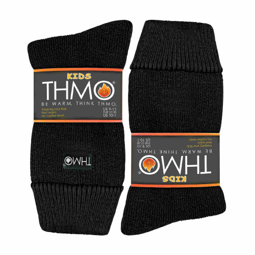 (12-3, Black) THMO - 1 Pack Kids Thermal Socks for Winter 1