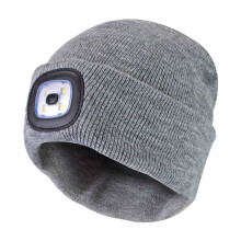 (One Size, Grey) Sock Snob - Ladies Led Beanie Hat | Knitted Rechargeable Beanie with Headlamp