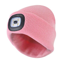 (One Size, Pink) Sock Snob - Ladies Led Beanie Hat | Knitted Rechargeable Beanie with Headlamp