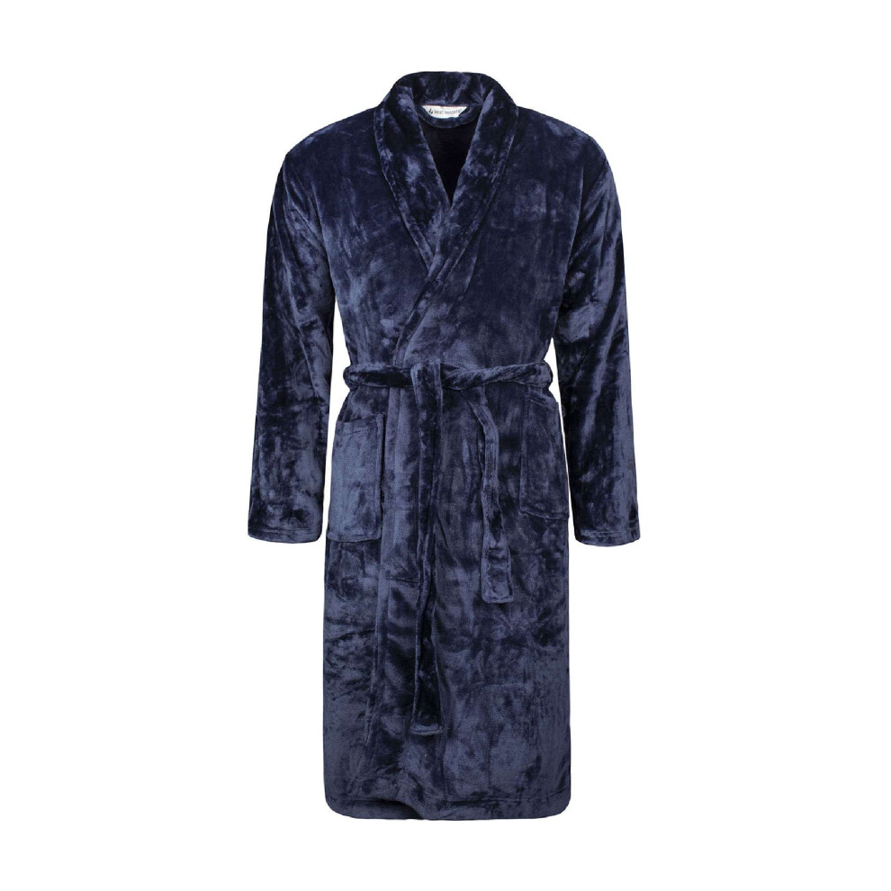 Heat Holders (M, Navy) - Soft Warm Mens Dressing Gown Blue