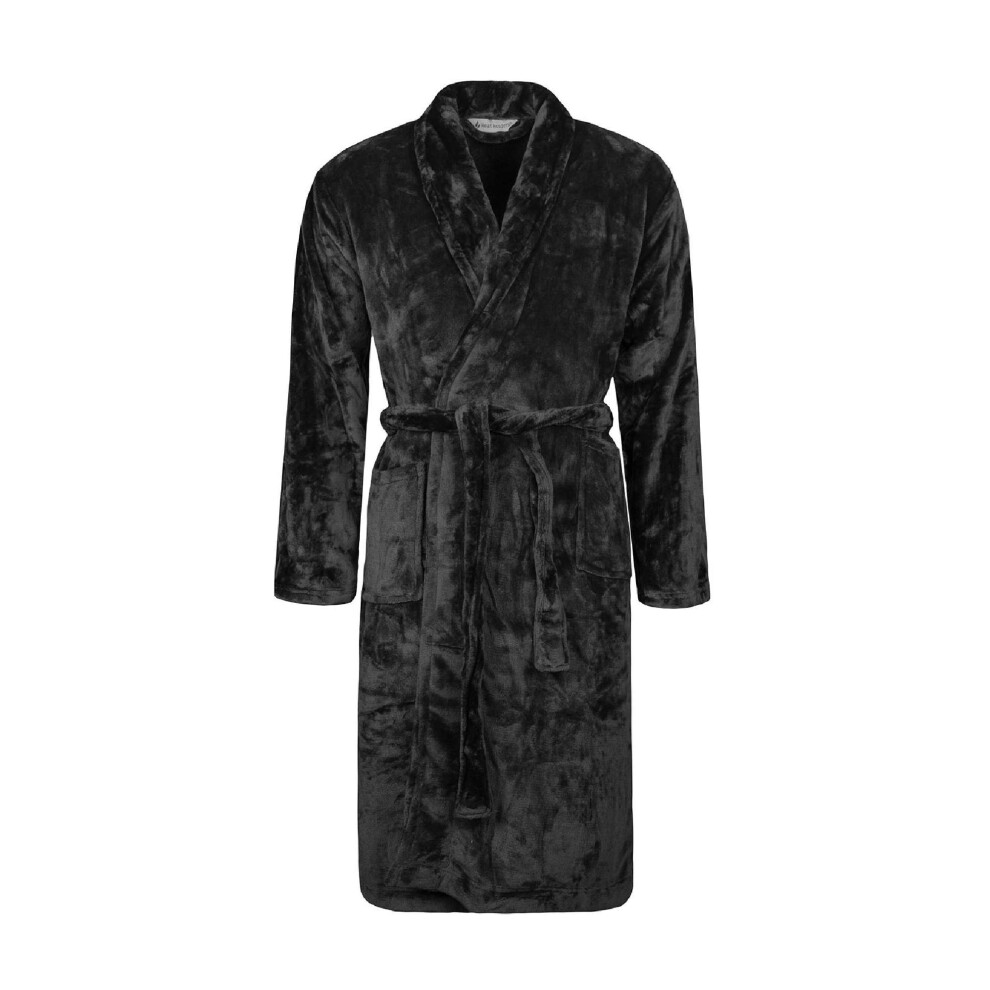 Heat Holders (M, ) - Soft Warm Mens Dressing Gown Black