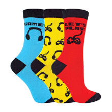 (27-30, Rot / Blau / Gelb) Sock Snob - 3er Pack Kinder Socken mit Videospiel Motiv | Lustige Gaming Socken | Sock Snob