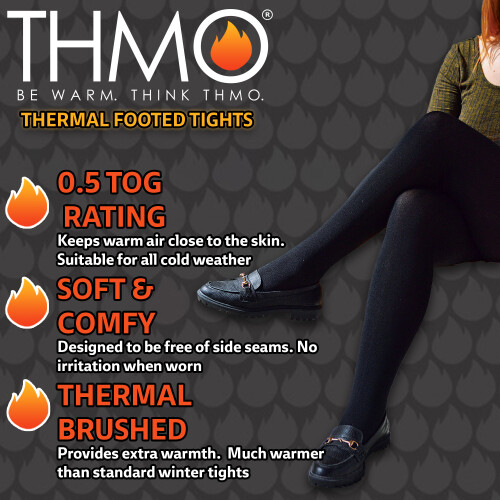 (Small, Schwarz) THMO - THMO - 3er Pack Damen Thermostrumpfhose | Weiche Plüschstrümpfe mit Fleecefutter 2
