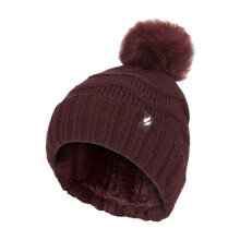 (One Size, Wein) Heat Holders - Heat Holders - Winter Mütze mit Fleecefutter Damen | Warm Bommelmütze Zickzack