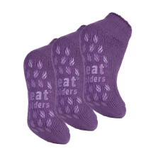 (04-Aug, Lila) Heat Holders - Heat Holders - 3er Pack Damen Anti rutsch Sneaker Socken | Thermo Socken Kurz