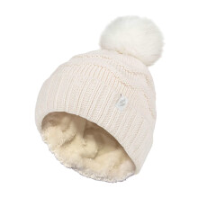 (One Size, Creme) Heat Holders - Heat Holders - Winter Mütze mit Fleecefutter Damen | Warm Bommelmütze Zickzack