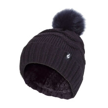 (One Size, Marine) Heat Holders - Heat Holders - Winter Mütze mit Fleecefutter Damen | Warm Bommelmütze Zickzack