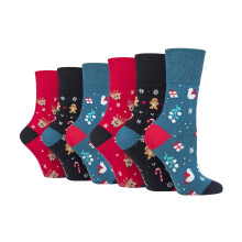 Gentle Grip - 6er Pack Damen Weihnachtssocken Lustige | Bunte Geschenk Socken Ohne Gummi