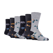 (06-Nov, Frei geboren) Gentle Grip - 6 Paar Herren Ohne Gummi Gemusterte Socken