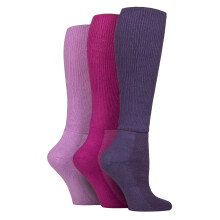 (37-42, Beere) IOMI - 3er Pack Kniestrümpfe Diabetiker Socken Ohne Gummi für Geschwollene Füße | IOMI