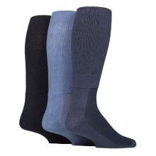 (09-Nov, Denim Blue) IOMI - 3er Pack Kniestrümpfe Diabetiker Socken Ohne Gummi für Geschwollene Füße | IOMI