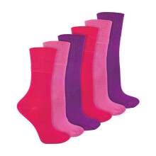 (04-Aug, Rosa) IOMI - 6er Pack Damen Socken Ohne Gummibund | IOMI | Bambus Diabetikersocken Extra Weit