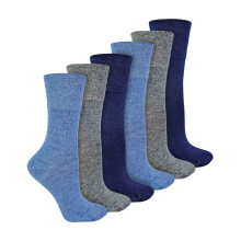 (04-Aug, Blau) IOMI - 6er Pack Damen Socken Ohne Gummibund | IOMI | Bambus Diabetikersocken Extra Weit