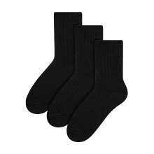 (6-8 A, Schwarz) Steven - 3er Pack Damen Woll Stiefelsocken | Steven | Outdoor Gepolstert Anzug Socken