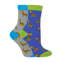 (4-6 Jahre, Giraffen) Miss Sparrow - 2er Pack Jungen Bambus Socken mit Tiermotiv | Lustige Tiersocken Bunt | Mr Heron