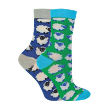 (4-6 Years, Sheep) Miss Sparrow - 2 Pack Boys Animal Pattern Soft Breathable Bamboo Socks