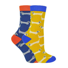 (4-6 Jahre, Wursthunde) Miss Sparrow - 2er Pack Jungen Bambus Socken mit Tiermotiv | Lustige Tiersocken Bunt | Mr Heron