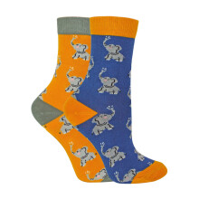 (4-6 Jahre, Elefanten) Miss Sparrow - 2er Pack Jungen Bambus Socken mit Tiermotiv | Lustige Tiersocken Bunt | Mr Heron