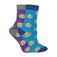 (4-6 Jahre, Bären) Miss Sparrow - 2er Pack Jungen Bambus Socken mit Tiermotiv | Lustige Tiersocken Bunt | Mr Heron