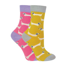 (4-6 Years, Wursthunde) Miss Sparrow - 2er Pack Mädchen Bambus Socken mit Tiermotiv | Lustige Tiersocken | Miss Sparrow