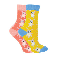 (4-6 Jahre, Kaninchen) Miss Sparrow - 2er Pack Mädchen Bambus Socken mit Tiermotiv | Lustige Tiersocken | Miss Sparrow