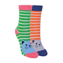 (4-6 Jahre, Kitty-Katzen) Miss Sparrow - 2er Pack Mädchen Bambus Socken mit Tiermotiv | Lustige Tiersocken | Miss Sparrow
