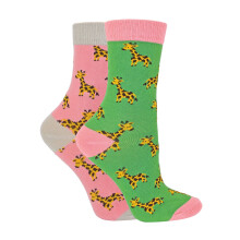 (4-6 Jahre, Giraffen) Miss Sparrow - 2er Pack Mädchen Bambus Socken mit Tiermotiv | Lustige Tiersocken | Miss Sparrow
