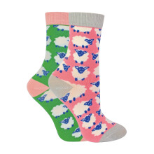 (4-6 Jahre, Schaf) Miss Sparrow - 2er Pack Mädchen Bambus Socken mit Tiermotiv | Lustige Tiersocken | Miss Sparrow