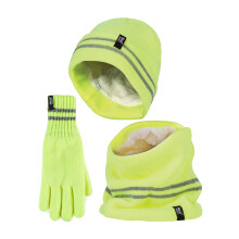(L/XL, Gelb) Heat Holders - Herren Hi Vis Mütze Halswärmer und Handschuhe Set fur Winter | Heat Holders