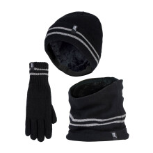 (L/XL, Schwarz) Heat Holders - Herren Hi Vis Mütze Halswärmer und Handschuhe Set fur Winter | Heat Holders