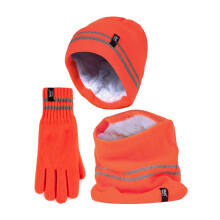 (S/M, Orange) Heat Holders - Herren Hi Vis Mütze Halswärmer und Handschuhe Set fur Winter | Heat Holders
