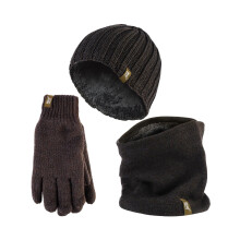 (L/XL, Khakigrün) Heat Holders - Heat Holders Herren Halswärmer Mütze Handschuhe Set Gestrickt Thermo Winter Set