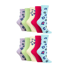 (37-42, Leoparden-Pastell) Wildfeet - 10er Pack Damen Bambus Jacquard Socken | Wildfeet | Lustige Gemusterte Socken