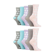 (37-42, Blumen Pastell) Wildfeet - 10er Pack Damen Bambus Jacquard Socken | Wildfeet | Lustige Gemusterte Socken