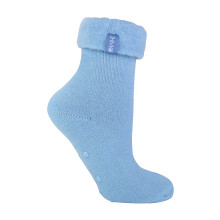 (04-Aug, Blau) THMO - Thermo Kuschelsocken Damen | Weich Flauschige Bettsocken Fleece mit ABS | THMO