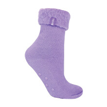 (04-Aug, Lila) THMO - Thermo Kuschelsocken Damen | Weich Flauschige Bettsocken Fleece mit ABS | THMO