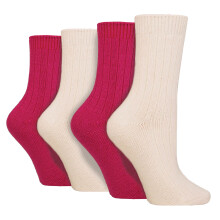(37-42, Creme/Rosa) Wildfeet - Wildfeet - 4er Pack Damen Kaschmir Socken | Weich Anti Blasen Stiefelsocken