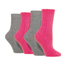 (04-Aug, Rosa/Grau) Wildfeet - Wildfeet - 4er Pack Damen Kaschmir Socken | Weich Anti Blasen Stiefelsocken