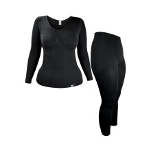 (L-XL, Schwarz) Heat Holders - Heat Holders - Damen Thermounterwäsche | Innenfleece Thermoshirt Langarm Winter