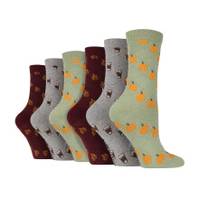(37-42, Herbst) Wildfeet - 6er Pack Damen Lustige Socken Gestrickt | Stiefelsocken Baumwolle | Wildfeet