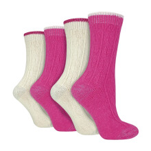 (37-42, Creme/Rosa) Wildfeet - Wildfeet - 4er Pack Glitzer Socken Damen | Gestrickt Kuschelsocken with Lurex