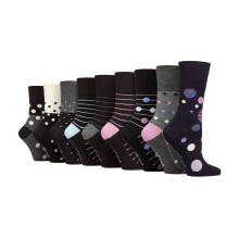 (04-Aug, Stil 1) Gentle Grip - 9er Pack Damen Bambus Socken Ohne Gummibund Extra Weit | Gentle Grip