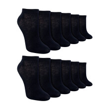 (12-Mar, Schwarz) Sock Snob - 12er Pack Kinder Sneaker Socken | Atmungsaktive Bambus Socken Kurz | Sock Snob