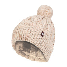 (One Size, Natürlich) Heat Holders - Damen Pom Pom Bommel-Mütze | Heat Holders | Winter Mütze im Kabelstrick-Design